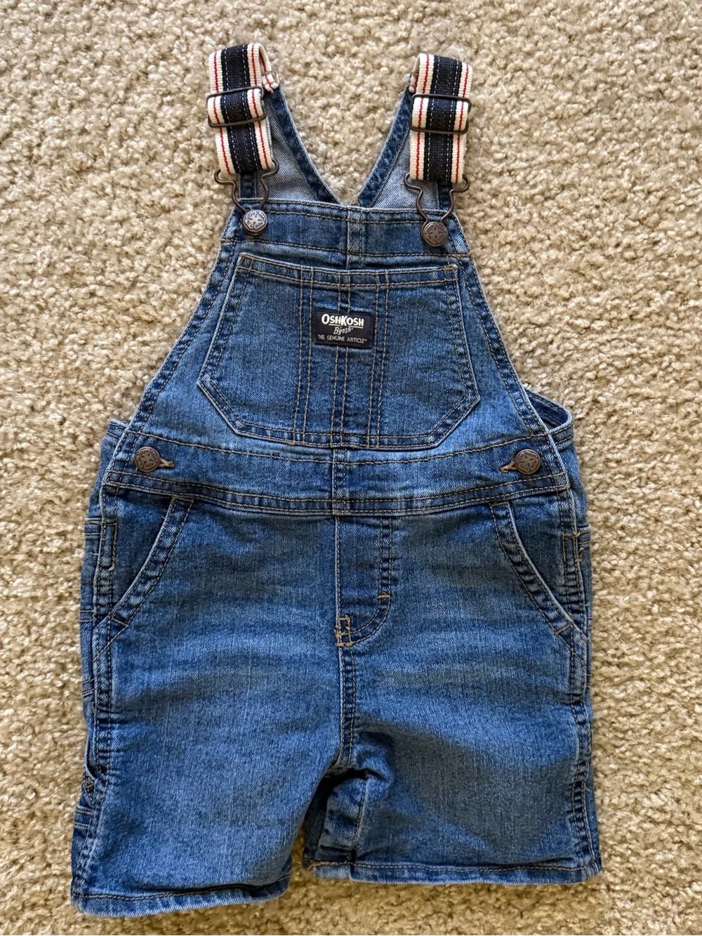 OshKosh B’gosh Denim Shortalls Overalls Toddler 24M Blue Jean Adjustable
